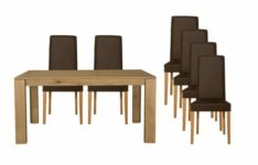  - Hellin - Table extensible et 6 chaises en cuir