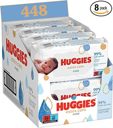 Bon plan – Lingettes bébé Huggies Pure Extra Care à 12,59 € le lot de 8 paquets (-22%)