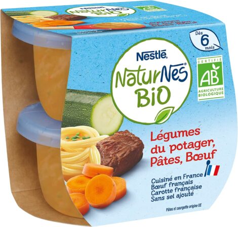 petit pot bio pour bébé - Nestlé Bébé NaturNes Bio Légumes du potager, pâtes et bœuf