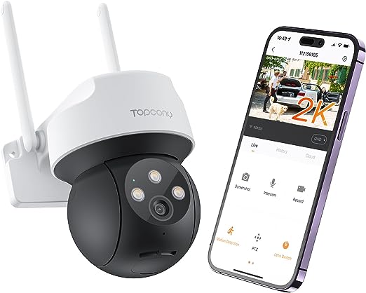 caméra extérieure sans fil avec batterie lithium - Caméra de surveillance extérieure Wi-Fi Topcony