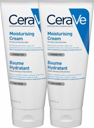 CeraVe – Lot de 2 tubes de crème hydratante visage pour peau très sèche