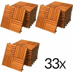  - Deuba – Lot de 33 dalles de terrasse en bois d’acacia