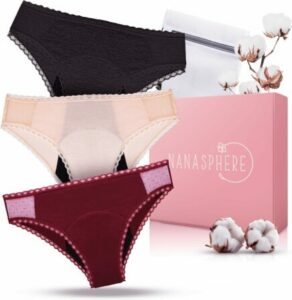  - Nanasphère – Lot de 3 culottes menstruelles à dentelle plumetis