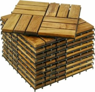  - PrimeMatik – Lot de 10 dalles en bois de teck