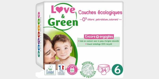 Love & Green – Lot de 34 couches écologiques taille 6