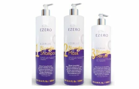  - Ezero Ezeblue – Patine blond polaire shampoing + masque + sérum (2×300 mL + 180 mL)