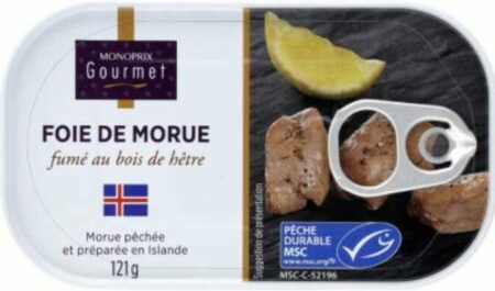  - Monoprix Gourmet – Foie de morue fumé au bois de hêtre (121g)