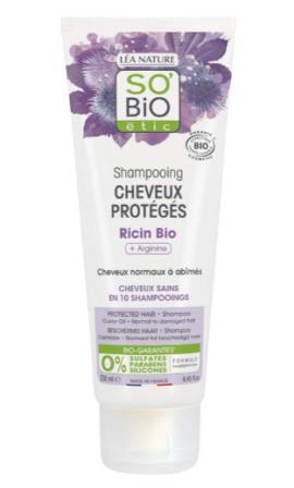 shampoing sans sulfate, sans silicone et sans paraben - So’Bio étic – Shampoing cheveux protégés ricin bio + arginine (250 mL)
