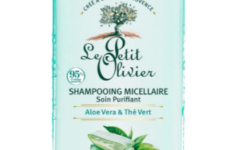 Le Petit Olivier – Shampoing micellaire soin purifiant à l’aloe vera et au thé vert (250 mL)