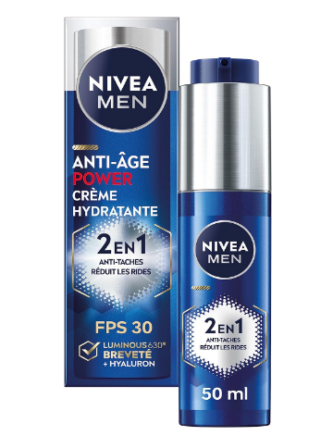 Nivea Men Power Luminous360 – Crème hydratante et anti-âge (50 mL)