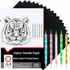  - Raimarket – Papier en carbone noir pour le traçage sur tissu (200 pièces)