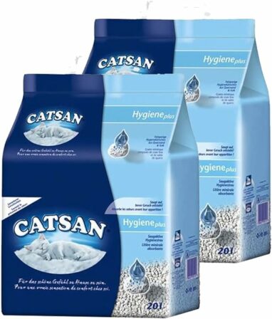 litière pour chat en appartement - Catsan – Litière minérale non agglomérante Hygiène Plus (20 L / 19,66 kg)
