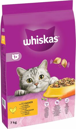 croquettes pour chat - Whiskas – Croquettes au poulet pour chat adulte (7 kg)