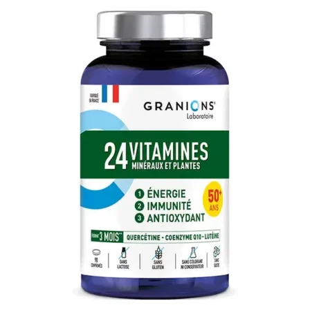 Granions 24 Vitamines Minéraux et Plantes (90 comprimés) 3 vitamines pour sénior - Granions 24 Vitamines Minéraux et Plantes (90 comprimés)